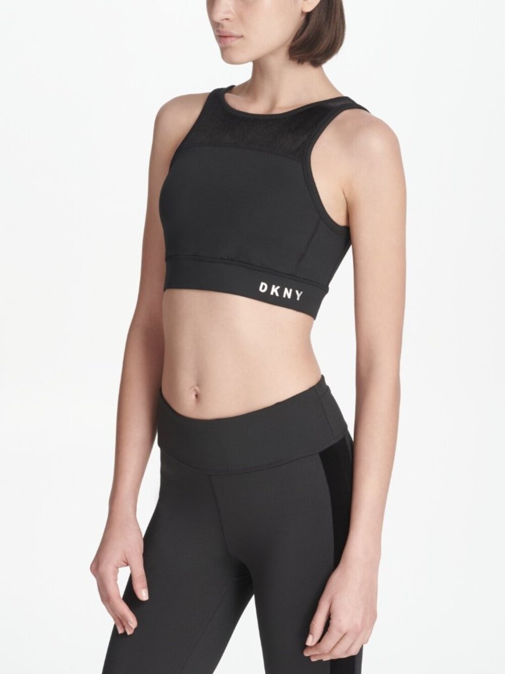 DKNY Womens Activewear Sport Velvet Trimmed V Back Medium Support Sports Bra
